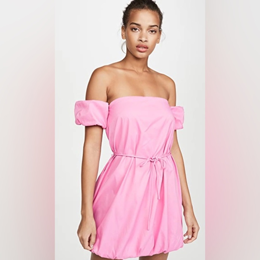 STAUD Ash Off the Shoulder Pink Mini Dress - Picture 2 of 6